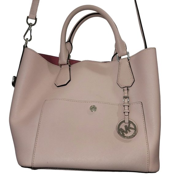 Michael Kors Handbags - Michael Kors Large Greenwich Grab Bag Satchel Tote Blossom Pink Saffiano Leather